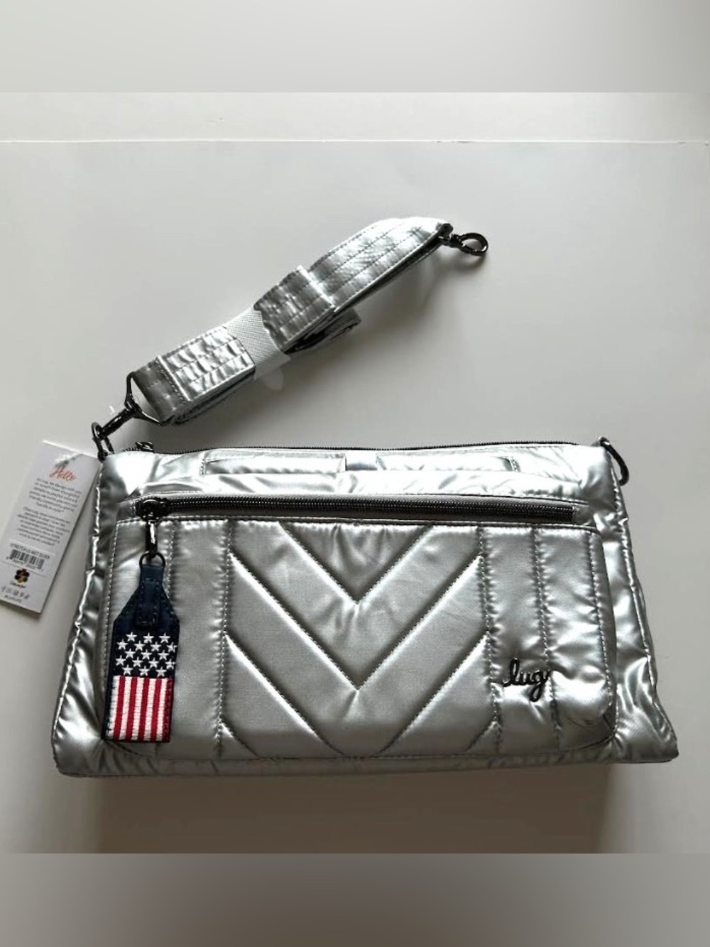 Lug Stretch LE Crossbody Bag - Patriotic - Metallic Silver - American Flag - Picture 3 of 7